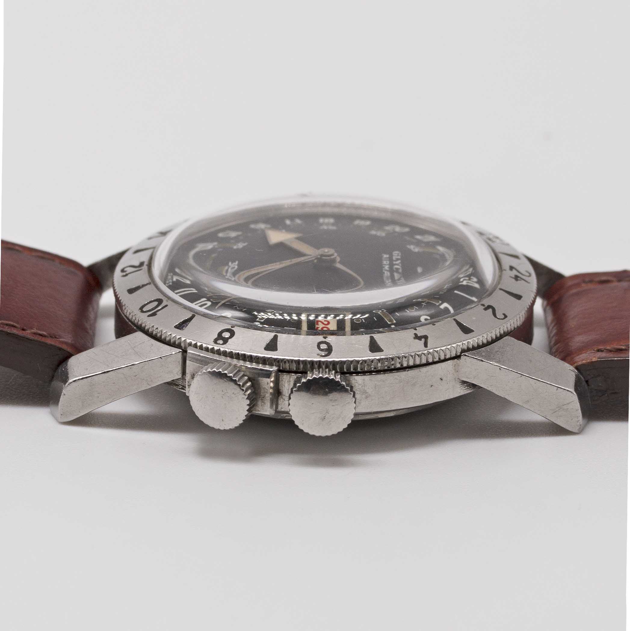 A GENTLEMAN'S STAINLESS STEEL GLYCINE AIRMAN PILOTS WRIST WATCH CIRCA 1955 Movement: 23J, automatic, - Image 8 of 9