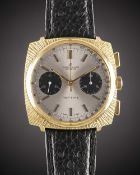 A GENTLEMAN'S GOLD PLATED BREITLING TOP TIME CHRONOGRAPH WRIST WATCH CIRCA 1966, REF. 2009 WITH 