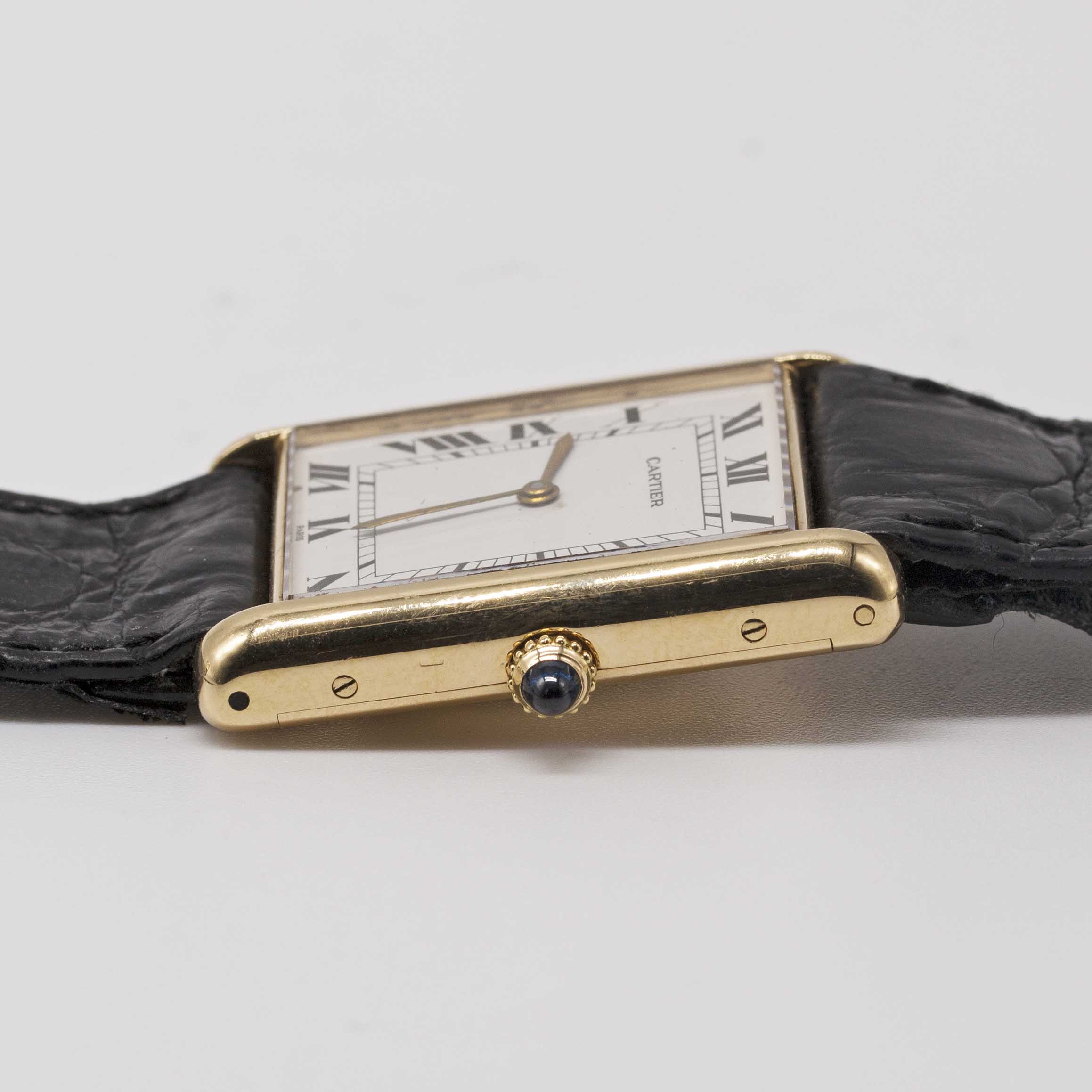 A RARE GENTLEMAN'S LARGE SIZE 18K SOLID GOLD CARTIER TANK "JUMBO" AUTOMATIC WRIST WATCH CIRCA - Image 12 of 14