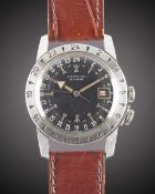A GENTLEMAN'S STAINLESS STEEL GLYCINE AIRMAN PILOTS WRIST WATCH CIRCA 1955 Movement: 23J, automatic,