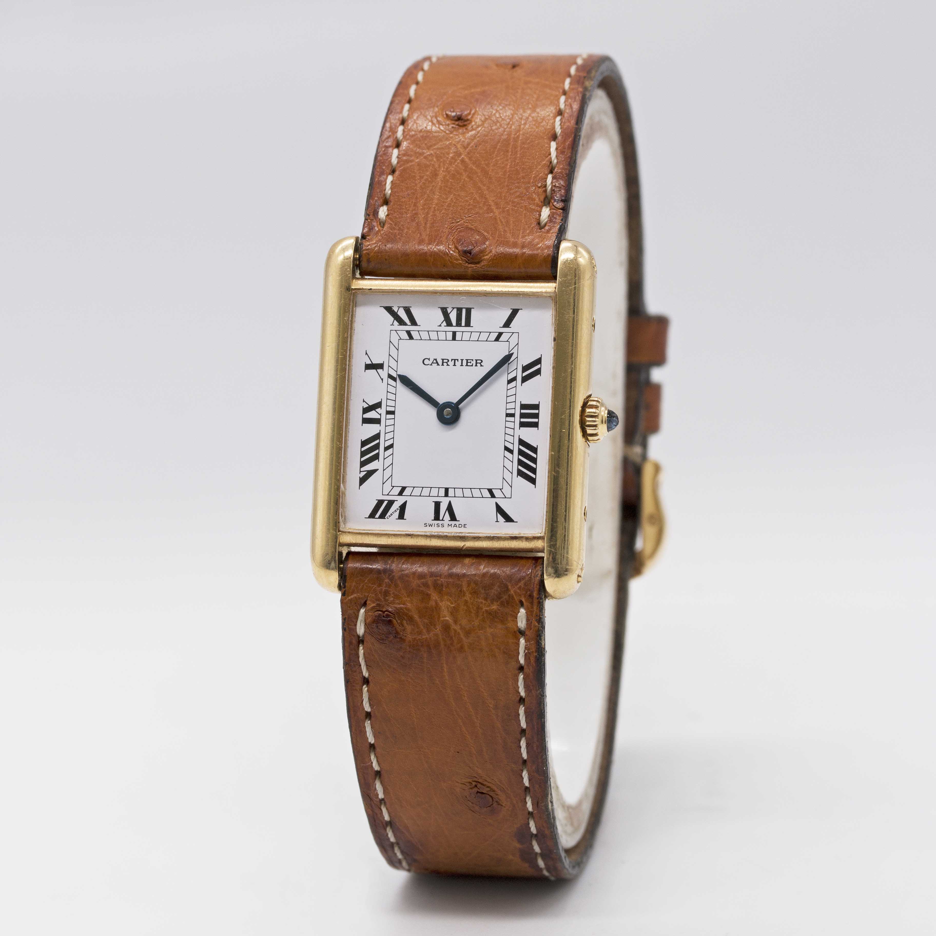 A GENTLEMAN'S SIZE 18K SOLID GOLD CARTIER TANK WRIST WATCH CIRCA 1990s Movement: Quartz, signed - Image 4 of 12