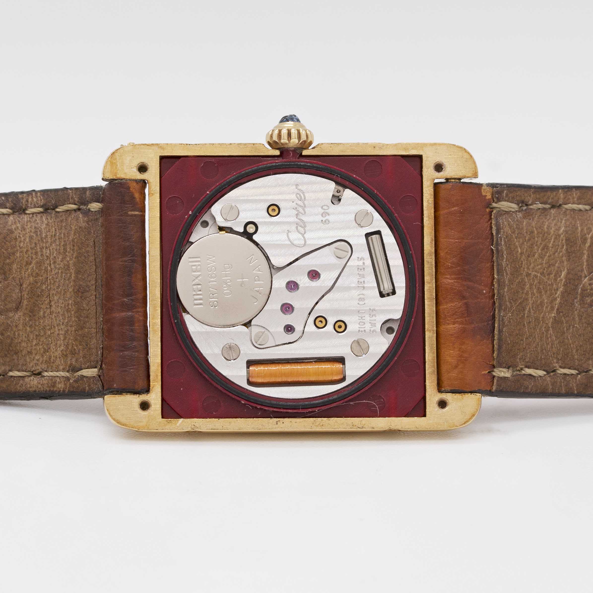 A GENTLEMAN'S SIZE 18K SOLID GOLD CARTIER TANK WRIST WATCH CIRCA 1990s Movement: Quartz, signed - Image 8 of 12