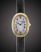 A LADIES 18K SOLID GOLD CARTIER PARIS BAIGNOIRE WRIST WATCH CIRCA 1980 Movement: 17J, manual wind,