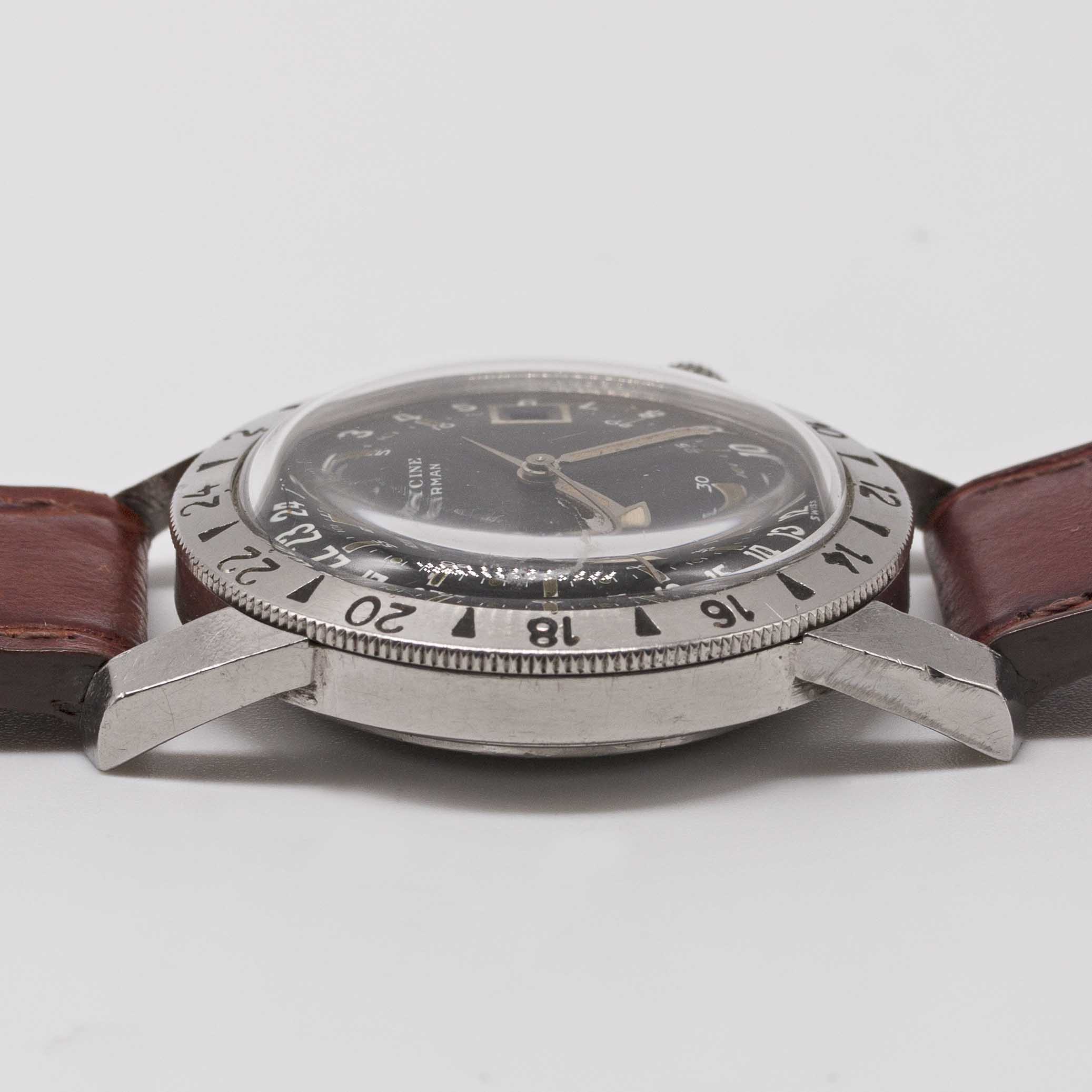 A GENTLEMAN'S STAINLESS STEEL GLYCINE AIRMAN PILOTS WRIST WATCH CIRCA 1955 Movement: 23J, automatic, - Image 9 of 9