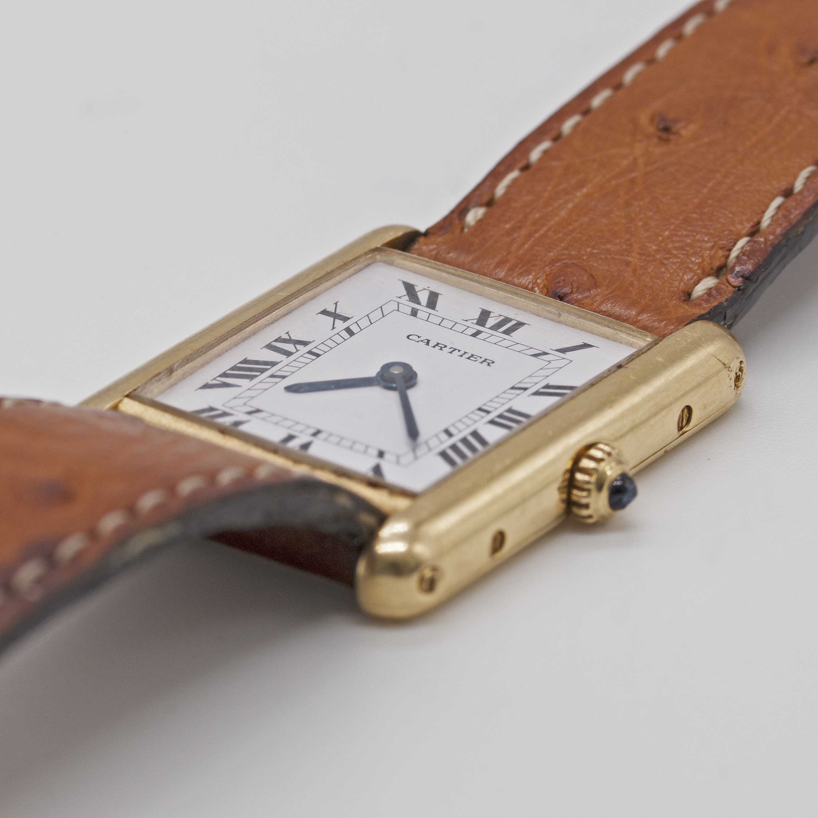 A GENTLEMAN'S SIZE 18K SOLID GOLD CARTIER TANK WRIST WATCH CIRCA 1990s Movement: Quartz, signed - Image 3 of 12