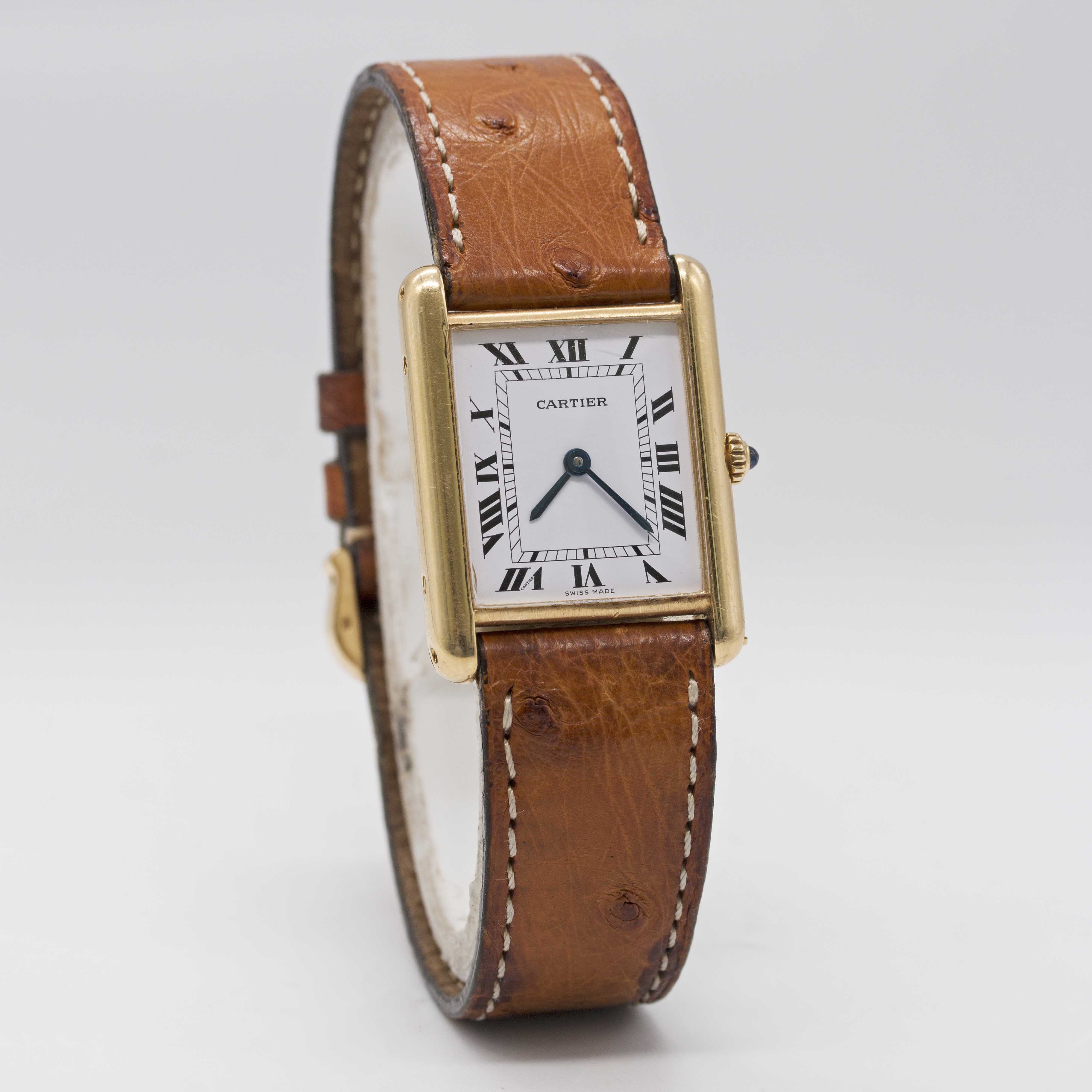 A GENTLEMAN'S SIZE 18K SOLID GOLD CARTIER TANK WRIST WATCH CIRCA 1990s Movement: Quartz, signed - Image 5 of 12