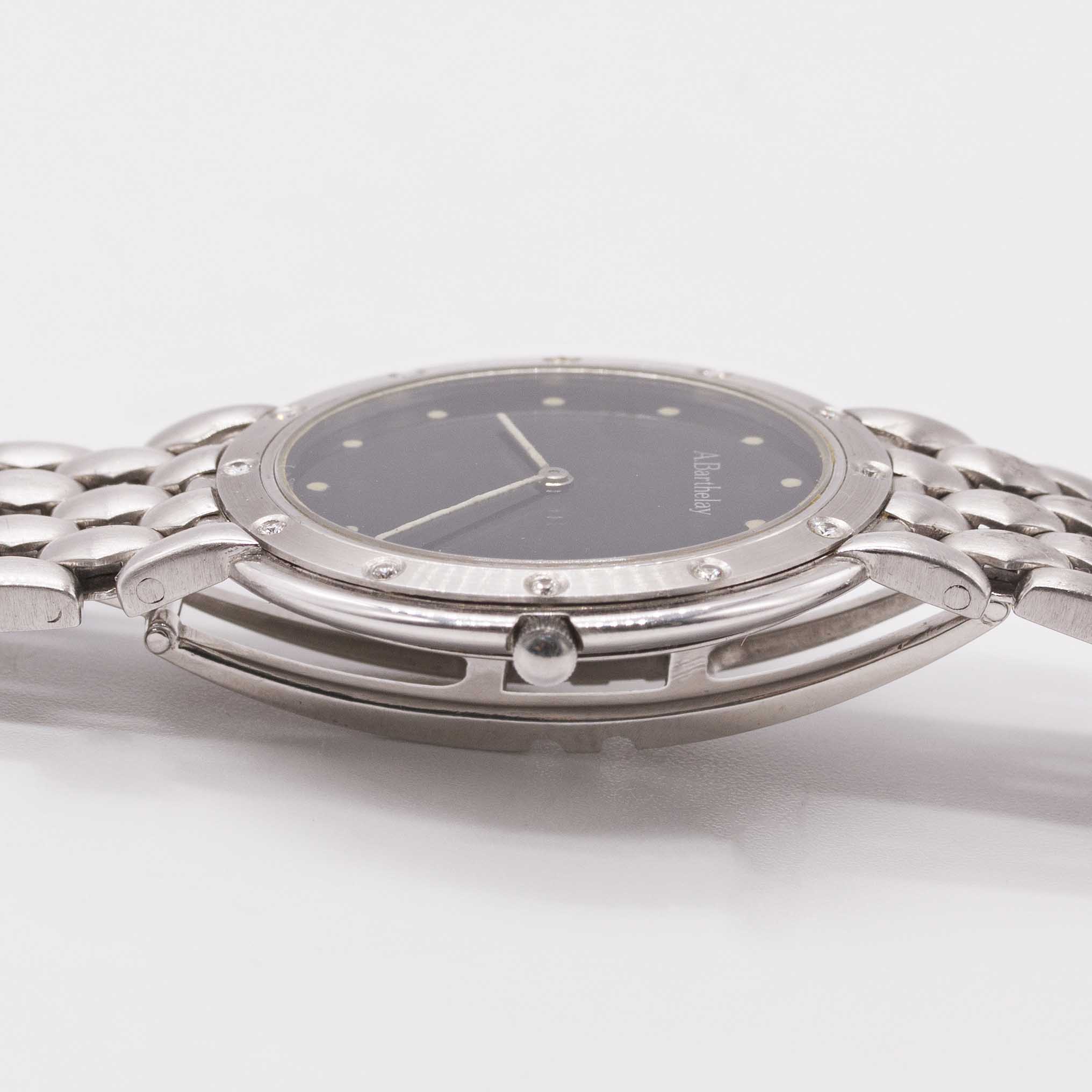 A WHITE METAL & DIAMOND A. BARTHELAY BRACELET WATCH CIRCA 1990s Movement: Quartz. Case: Diameter - Image 8 of 9