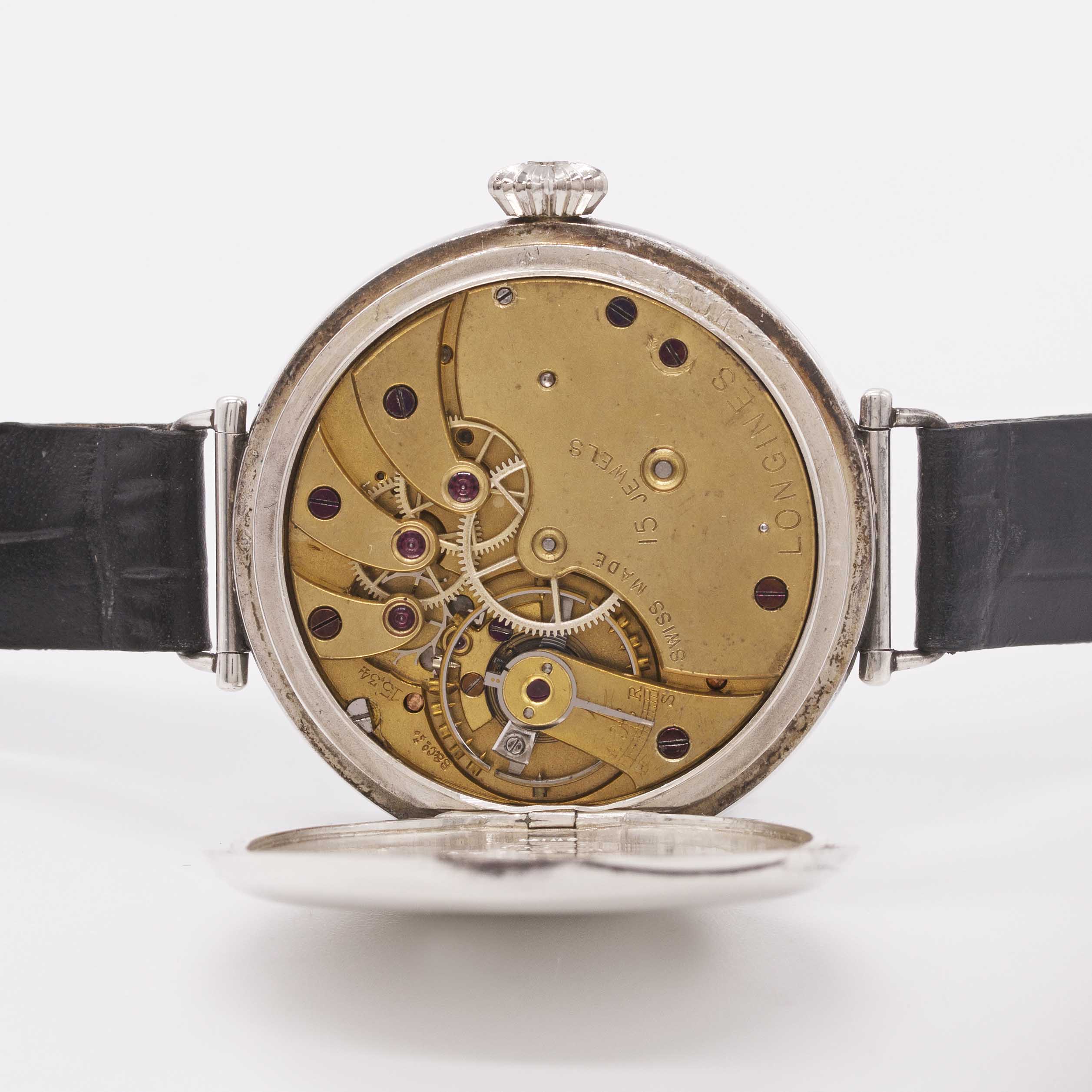 A GENTLEMAN'S SOLID SILVER LONGINES MAPPIN OFFICERS WRIST WATCH CIRCA 1918, ENAMEL DIAL WITH ROMAN - Image 6 of 10