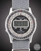 A GENTLEMAN'S STAINLESS STEEL BREITLING NAVITIMER QUARTZ LCD WRIST WATCH CIRCA 1977, REF. 9406