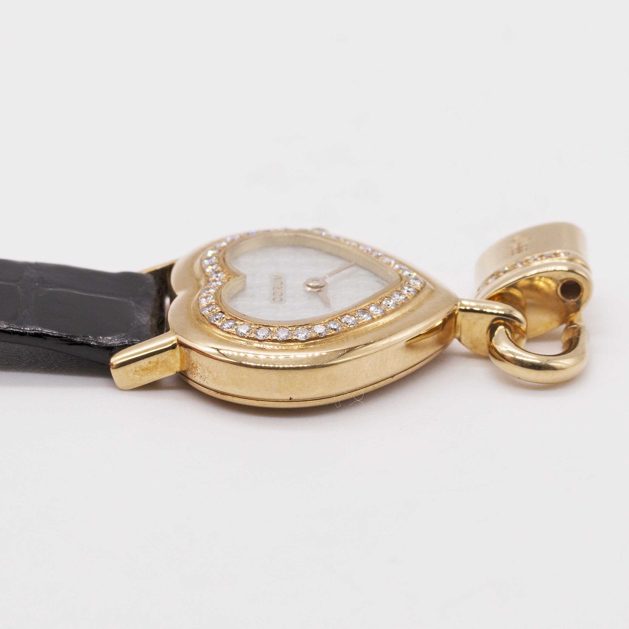 A LADIES 18K SOLID GOLD & DIAMOND CORUM HEART LOCKET WRIST WATCH CIRCA 1990s, REF. 24.181.65 WITH - Image 6 of 8