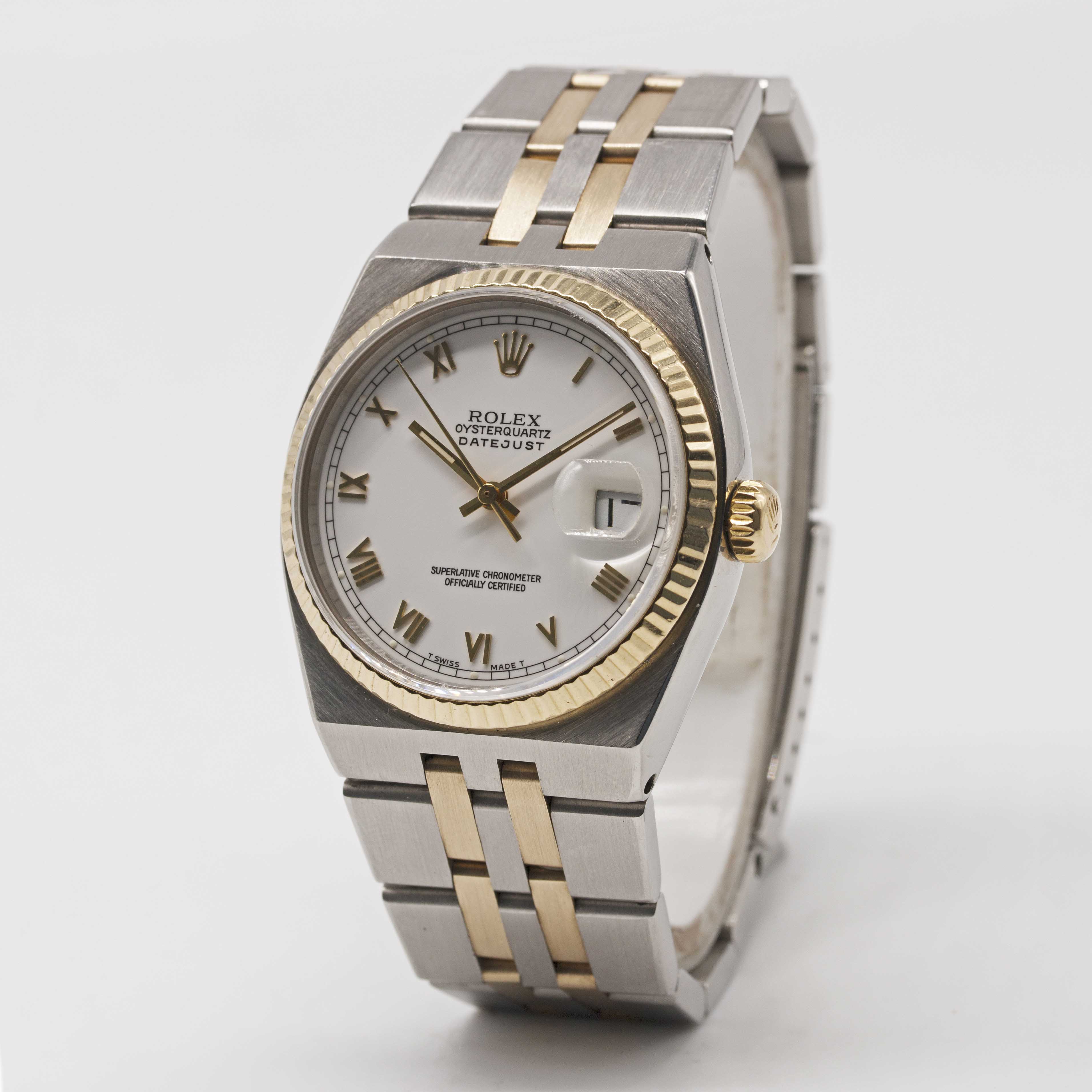 A GENTLEMAN'S STEEL & GOLD ROLEX OYSTERQUARTZ DATEJUST BRACELET WATCH CIRCA 1979, REF. 17013 WITH - Image 3 of 7