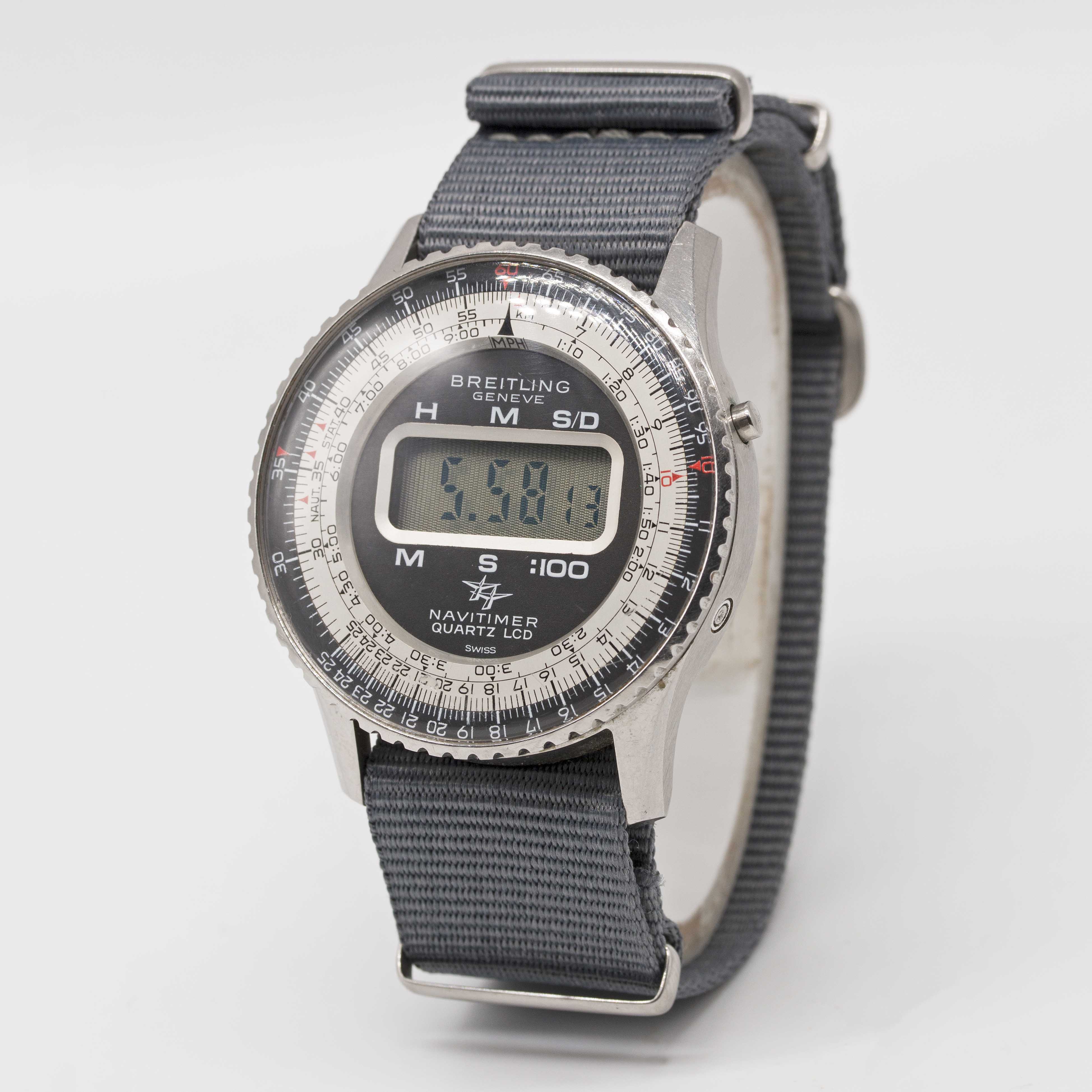 A GENTLEMAN'S STAINLESS STEEL BREITLING NAVITIMER QUARTZ LCD WRIST WATCH CIRCA 1977, REF. 9406 - Image 3 of 6