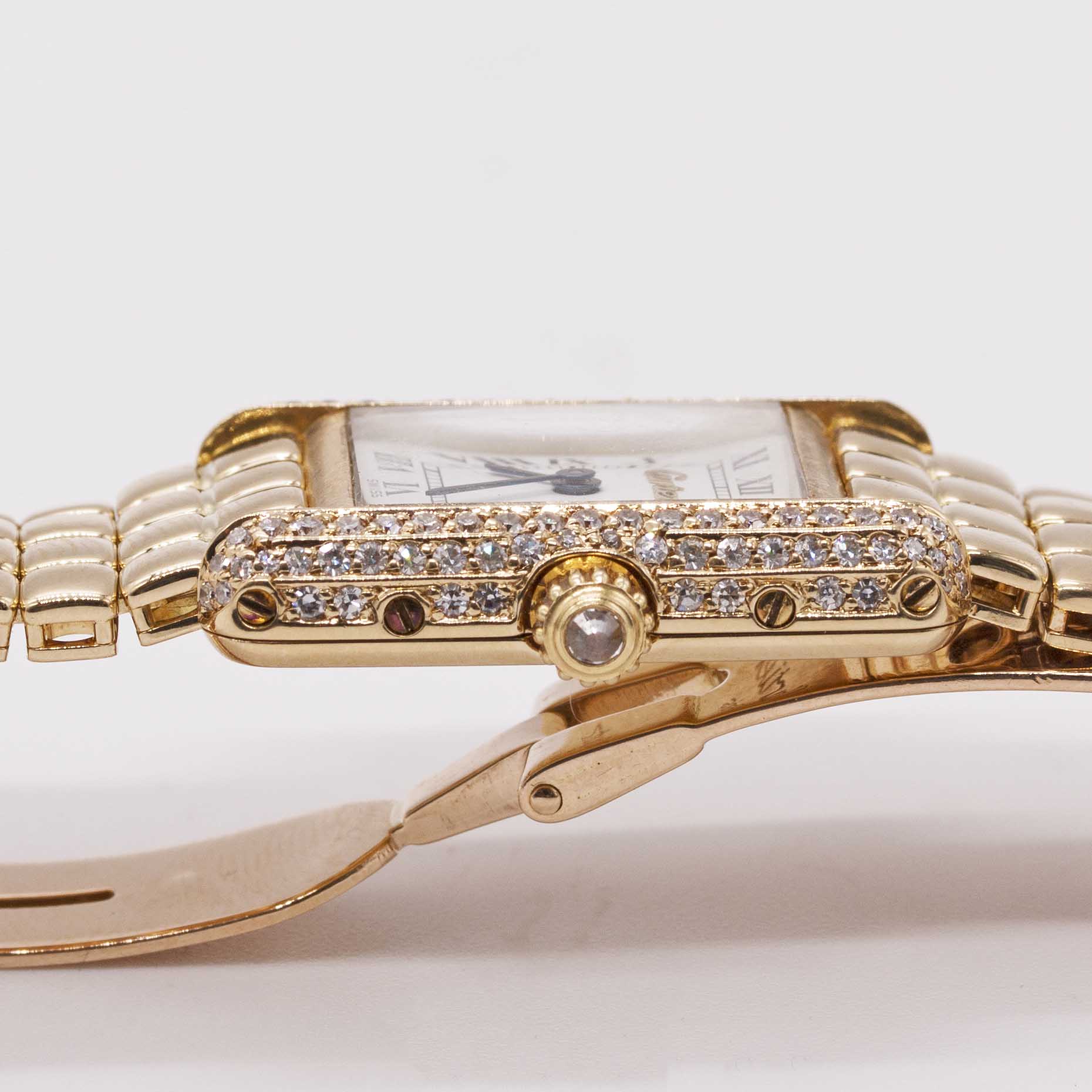 A LADIES 18K SOLID GOLD CARTIER TANK BRACELET WATCH CIRCA 1990s Movement: Quartz, signed Cartier. - Image 9 of 9