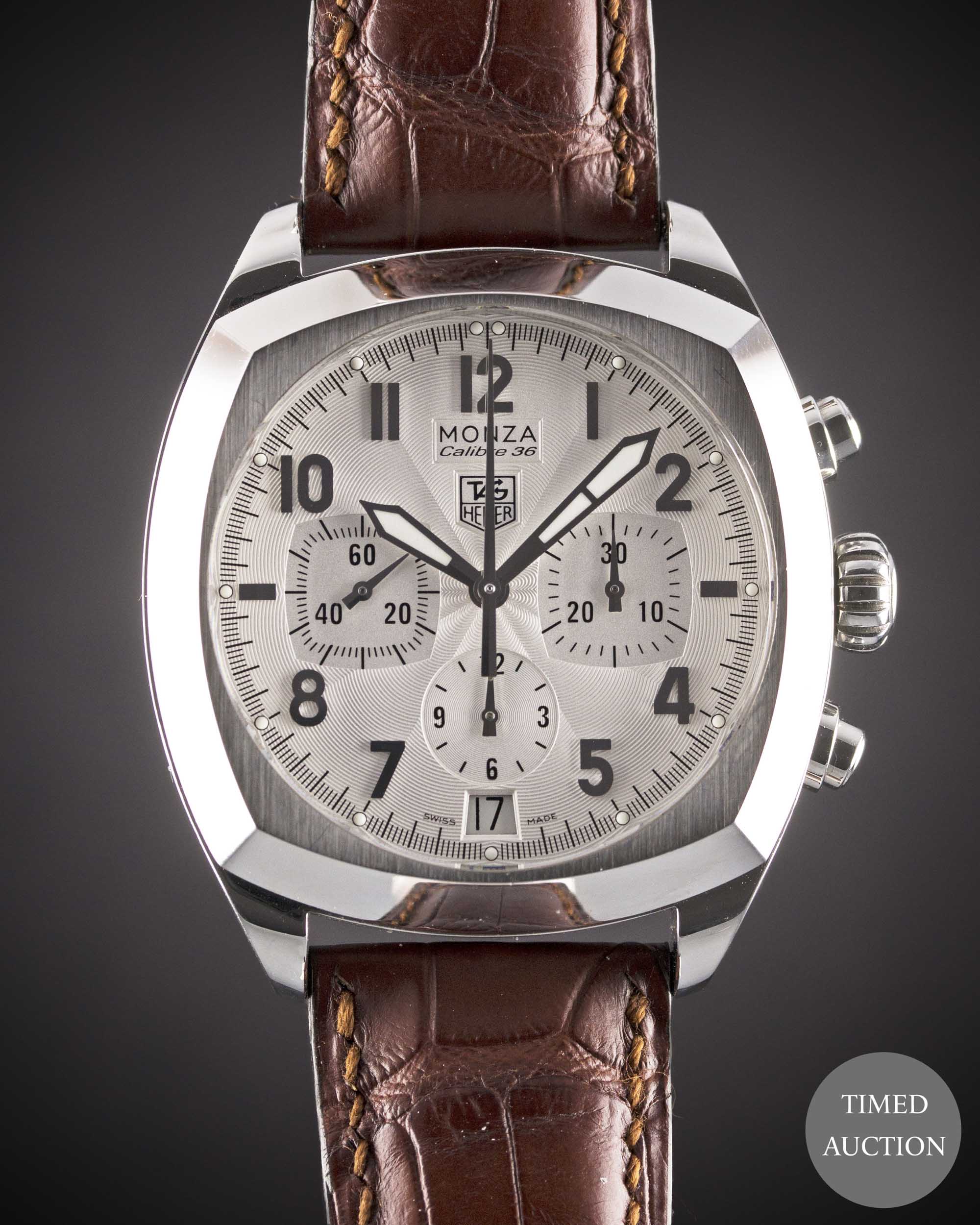 A GENTLEMAN'S STAINLESS STEEL TAG HEUER MONZA CALIBRE 36 CHRONOGRAPH WRIST WATCH CIRCA 2005, REF.