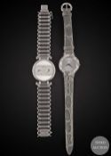 TWO LADIES 18K SOLID WHITE GOLD & DIAMOND WRIST WATCHES BY ETOILE & DELANEAU CIRCA 1990s Movement: