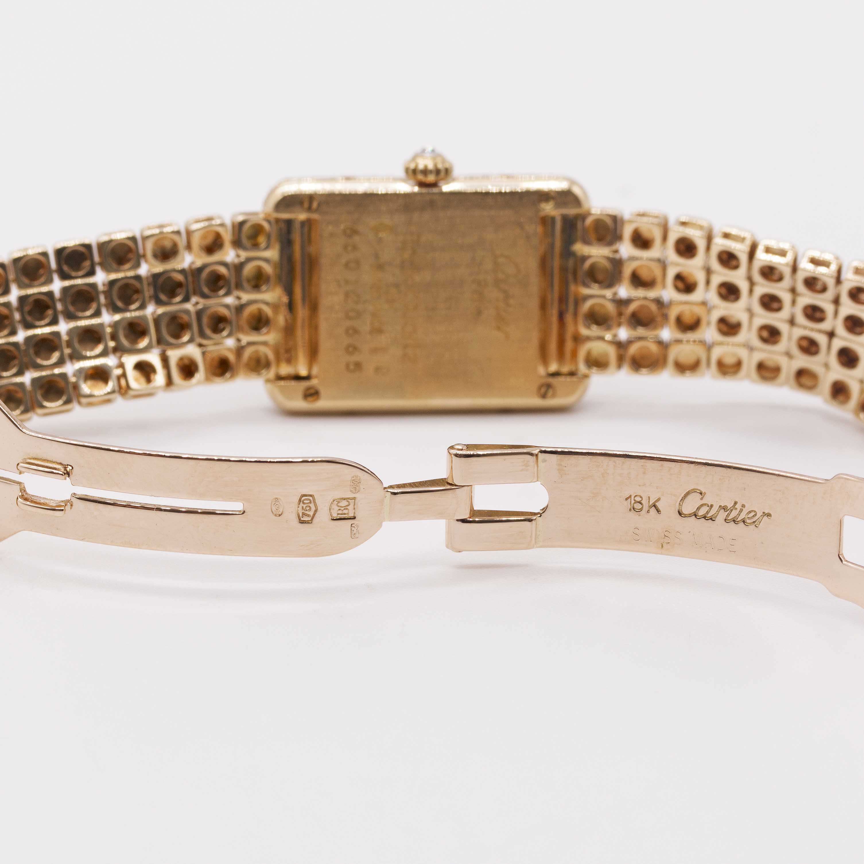 A LADIES 18K SOLID GOLD CARTIER TANK BRACELET WATCH CIRCA 1990s Movement: Quartz, signed Cartier. - Image 7 of 9