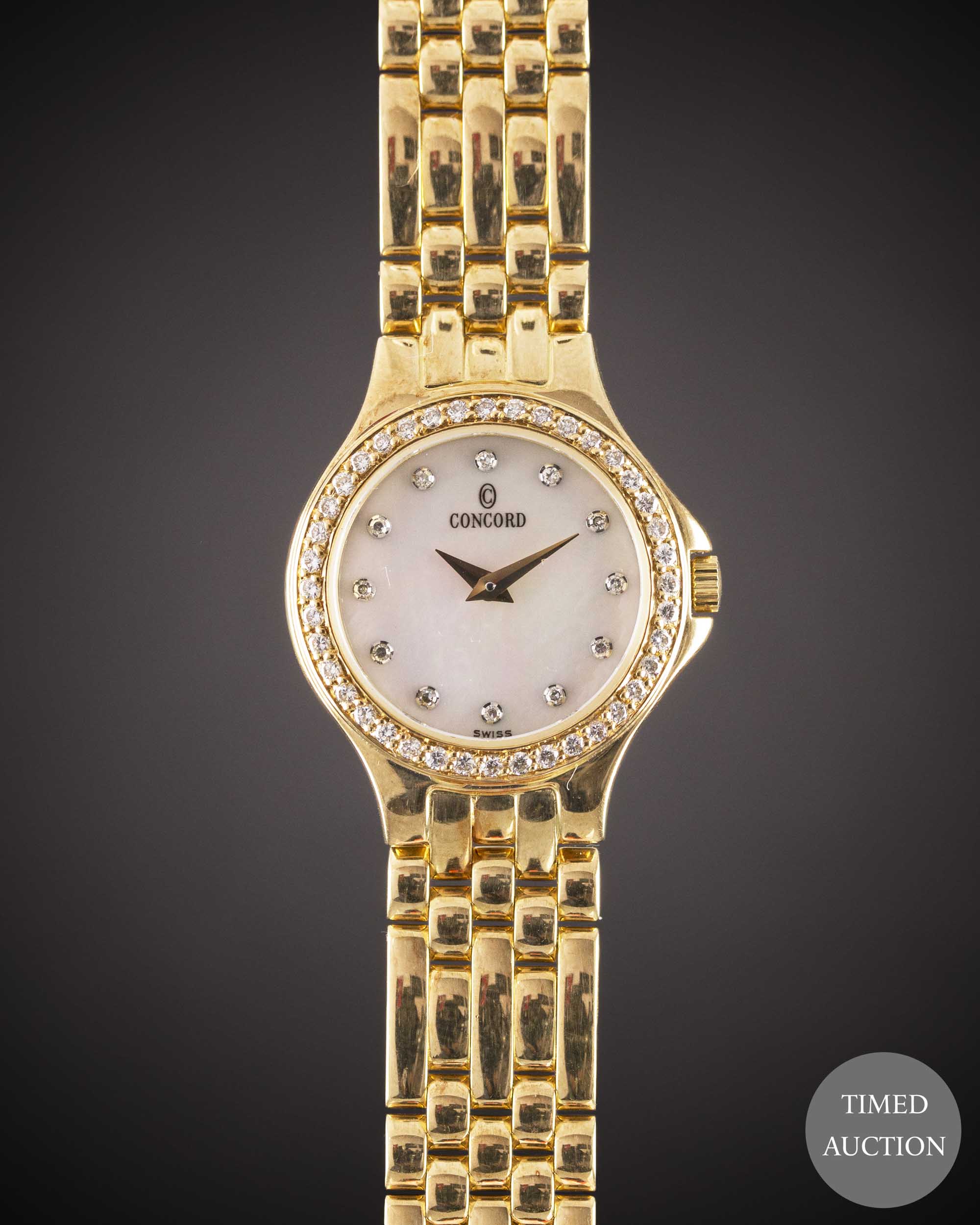 A LADIES 18K SOLID YELLOW GOLD & DIAMOND CONCORD BRACELET WATCH CIRCA 1990s, WITH ORIGINAL DIAMOND