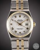 A GENTLEMAN'S STEEL & GOLD ROLEX OYSTERQUARTZ DATEJUST BRACELET WATCH CIRCA 1979, REF. 17013 WITH