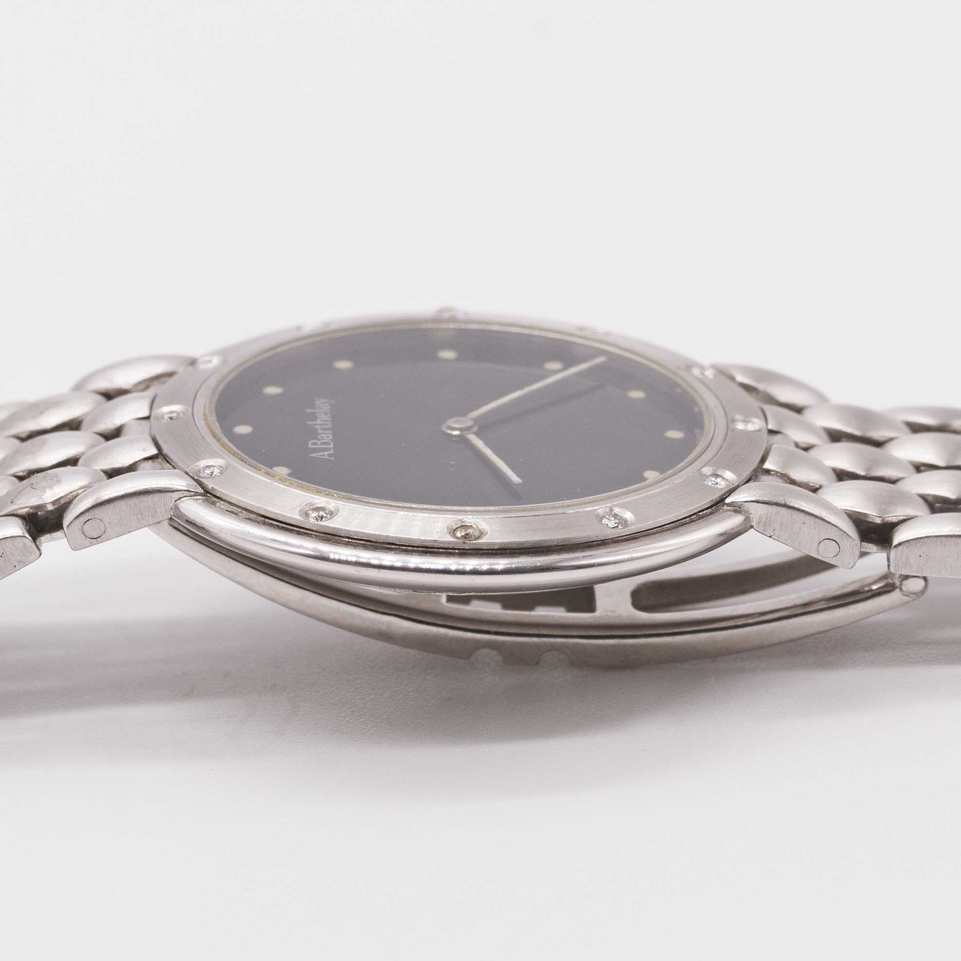 A WHITE METAL & DIAMOND A. BARTHELAY BRACELET WATCH CIRCA 1990s Movement: Quartz. Case: Diameter - Image 9 of 9