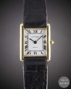 A GENTLEMAN'S SIZE 18K SOLID GOLD CARTIER PARIS TANK WRIST WATCH CIRCA 1980s Movement: 17J, manual