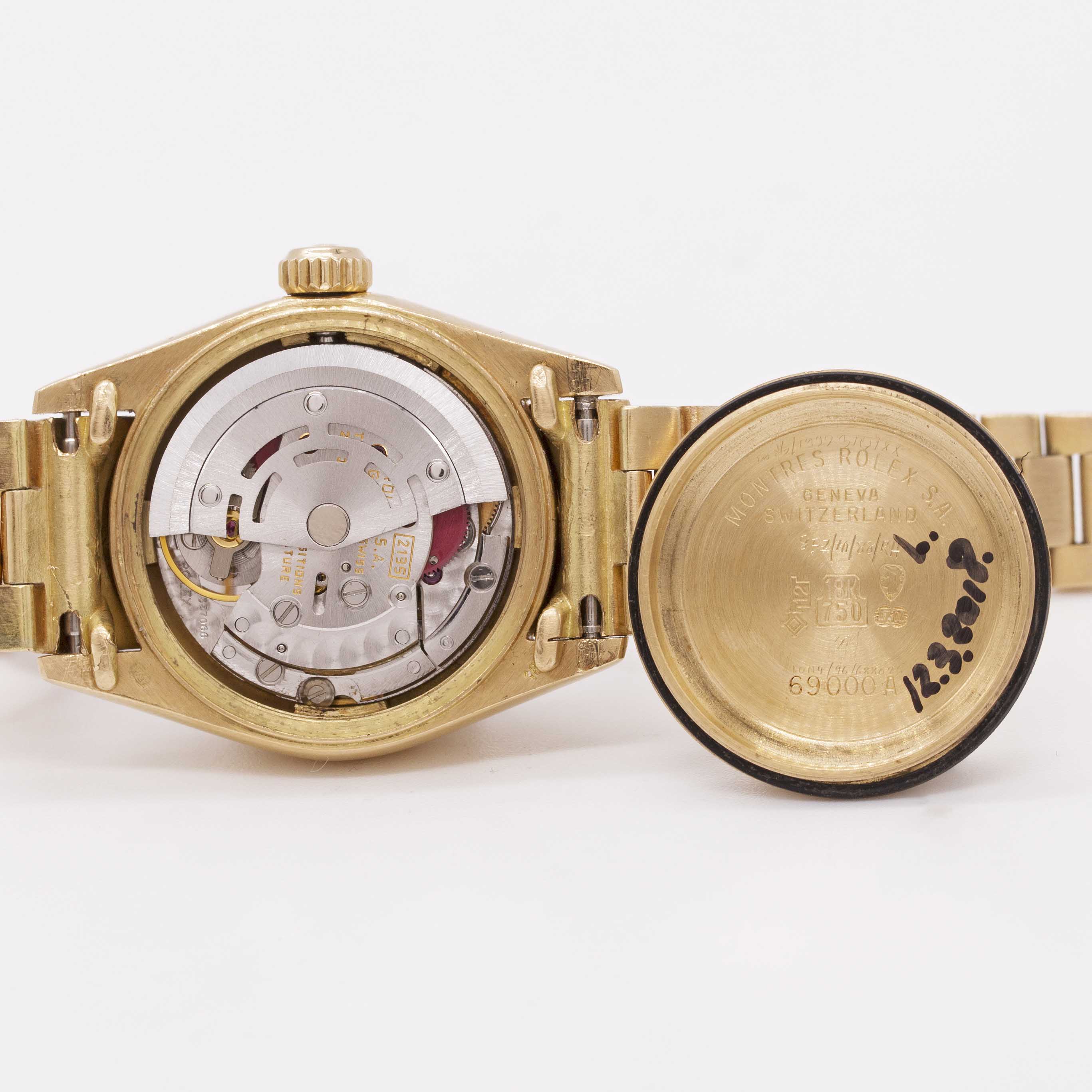 A LADIES 18K SOLID GOLD ROLEX OYSTER PERPETUAL DATEJUST BRACELET WATCH CIRCA 1985, REF. 69178 WITH - Image 7 of 10