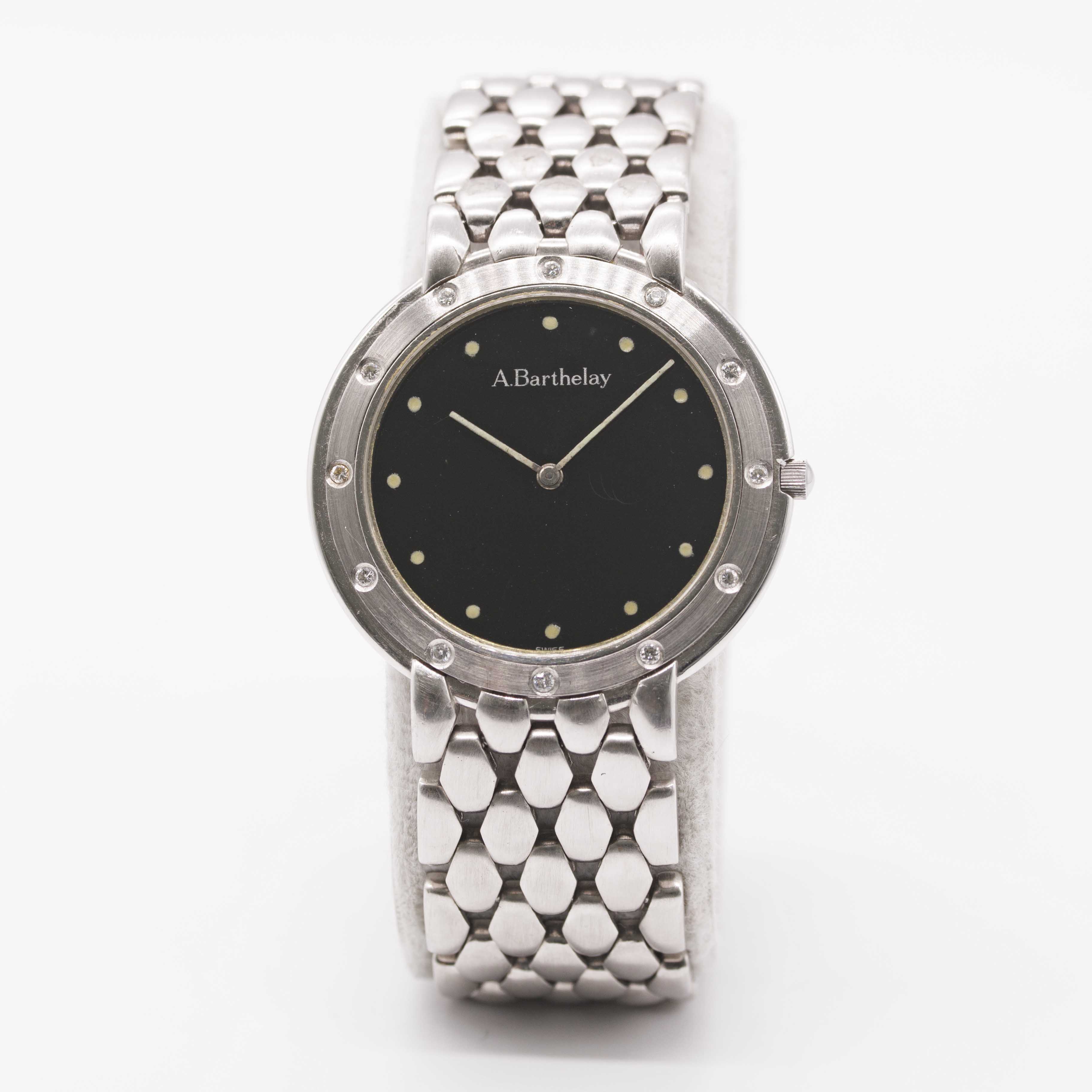 A WHITE METAL & DIAMOND A. BARTHELAY BRACELET WATCH CIRCA 1990s Movement: Quartz. Case: Diameter - Image 2 of 9