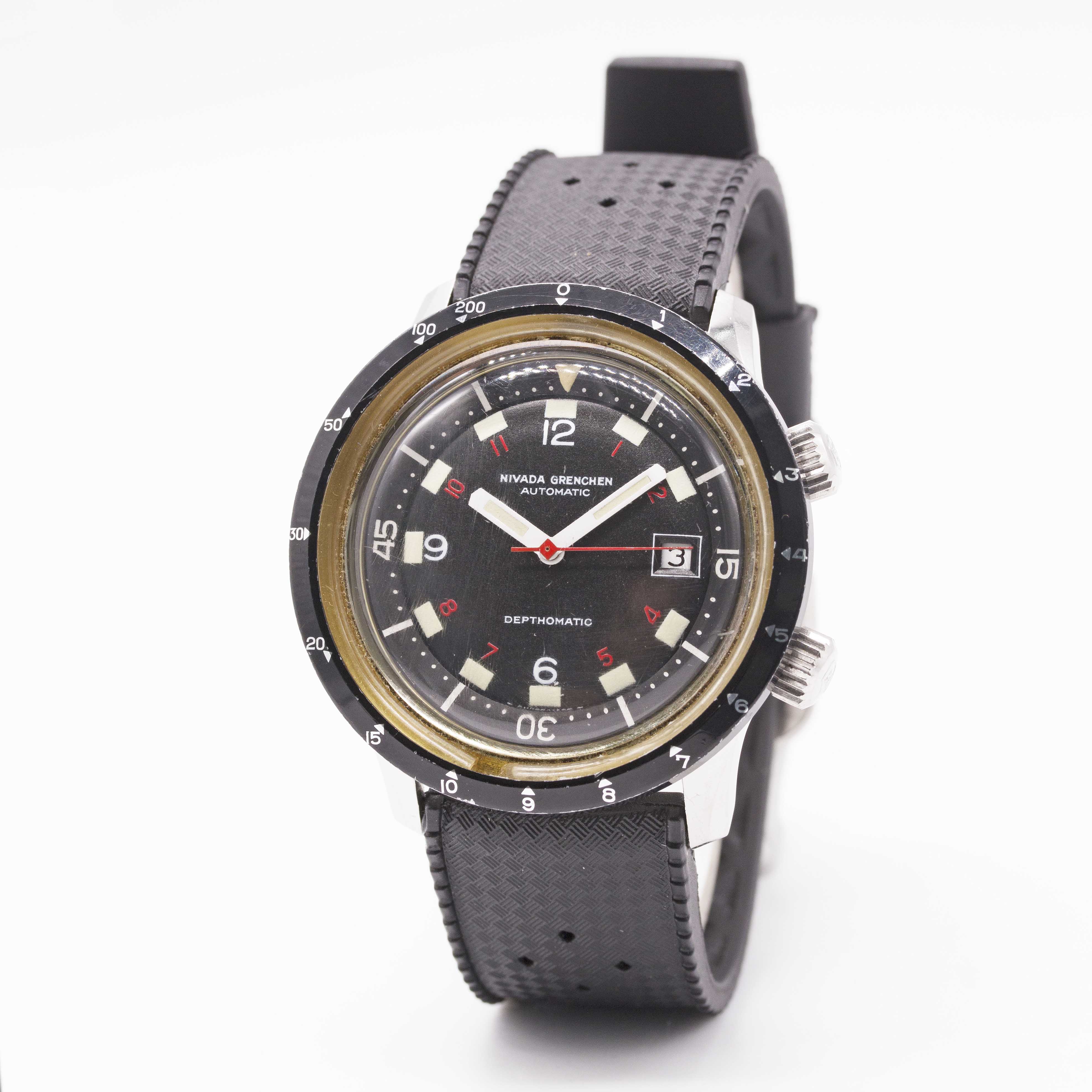 A RARE GENTLEMAN'S STAINLESS STEEL NIVADA GRENCHEN DEPTHOMATIC DEPTH GAUGE AUTOMATIC DIVERS WRIST - Image 3 of 7