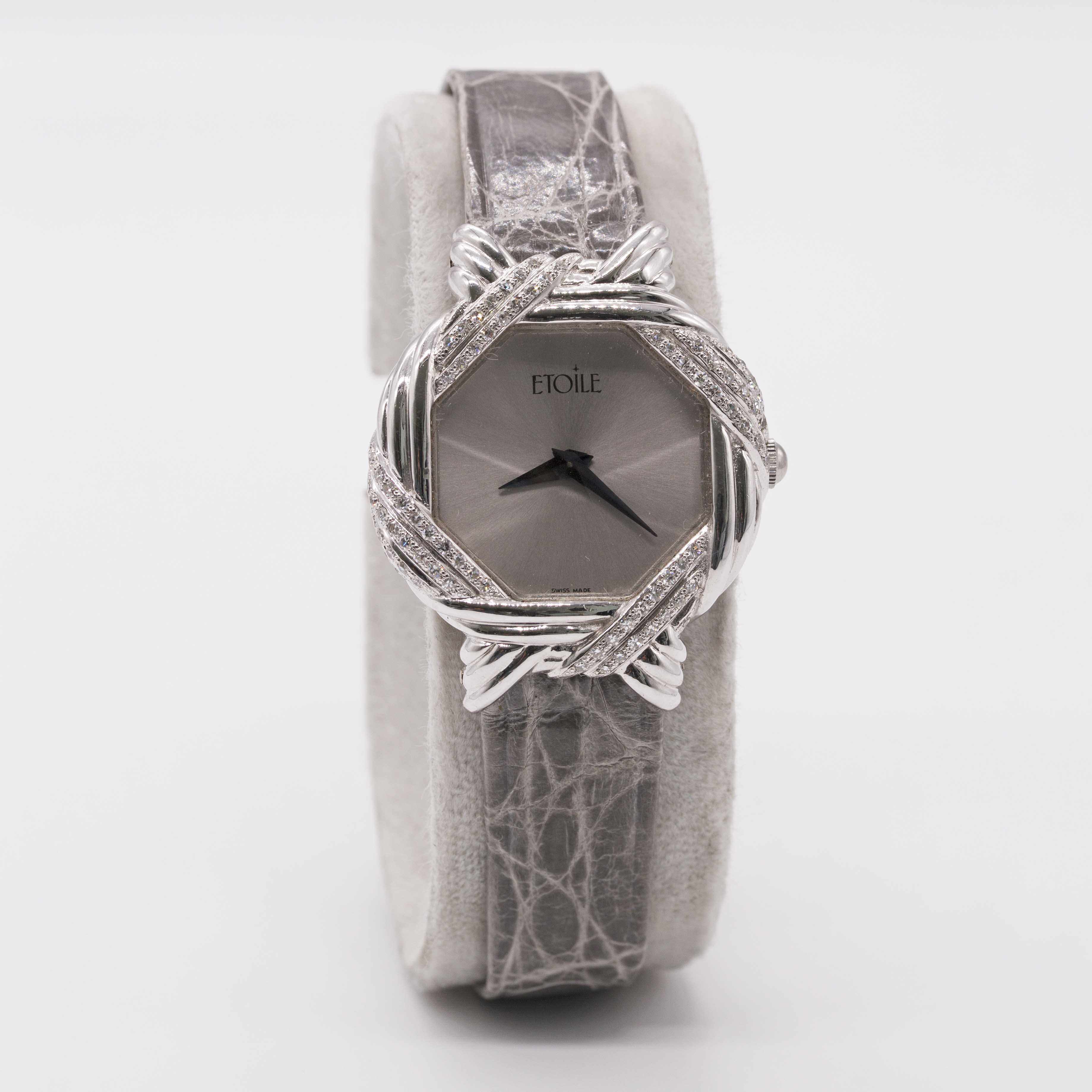 TWO LADIES 18K SOLID WHITE GOLD & DIAMOND WRIST WATCHES BY ETOILE & DELANEAU CIRCA 1990s Movement: - Image 10 of 14
