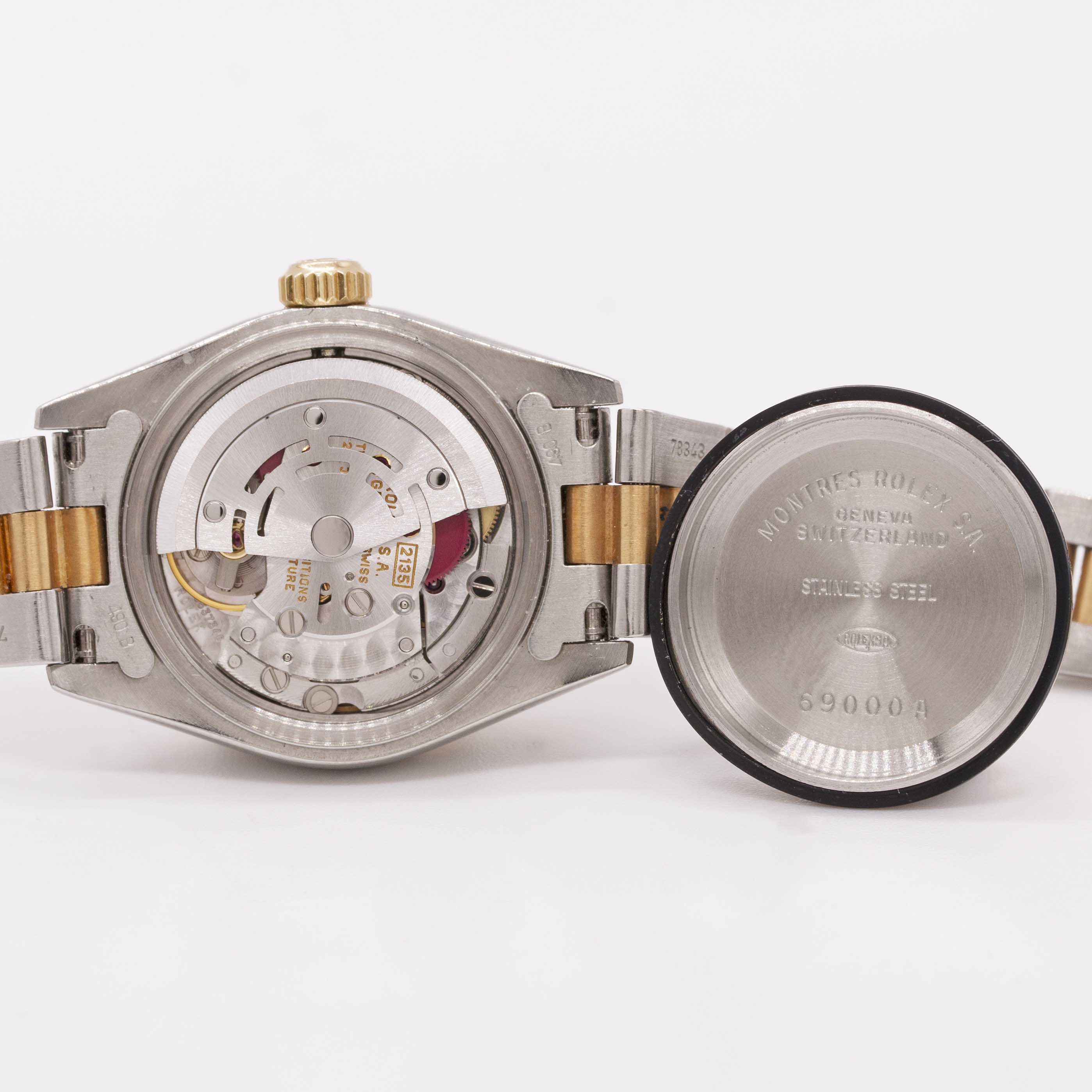 A LADIES STEEL & GOLD ROLEX OYSTER PERPETUAL DATEJUST BRACELET WATCH DATED 1998, REF. 69173 WITH - Image 6 of 8