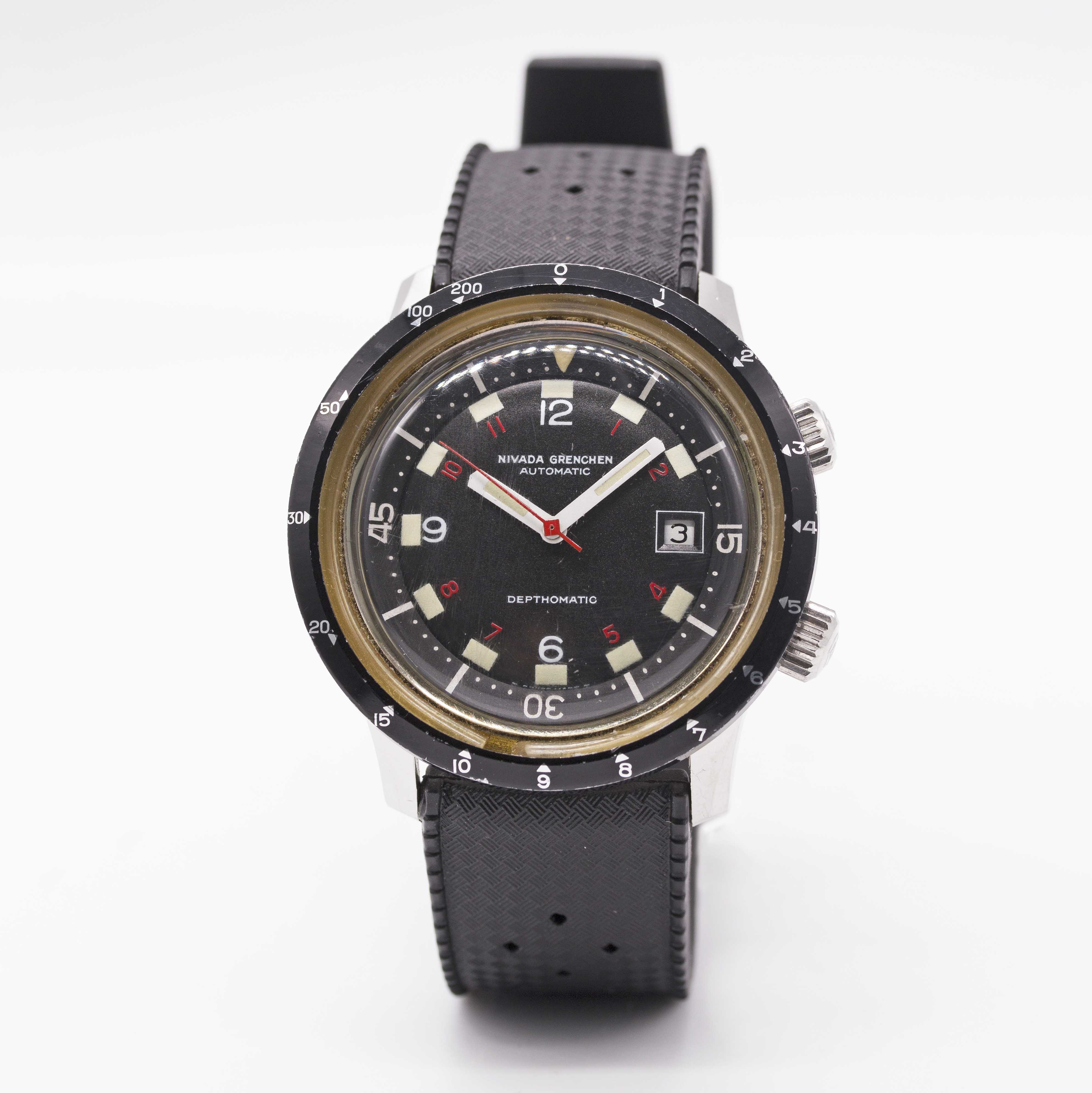 A RARE GENTLEMAN'S STAINLESS STEEL NIVADA GRENCHEN DEPTHOMATIC DEPTH GAUGE AUTOMATIC DIVERS WRIST - Image 2 of 7