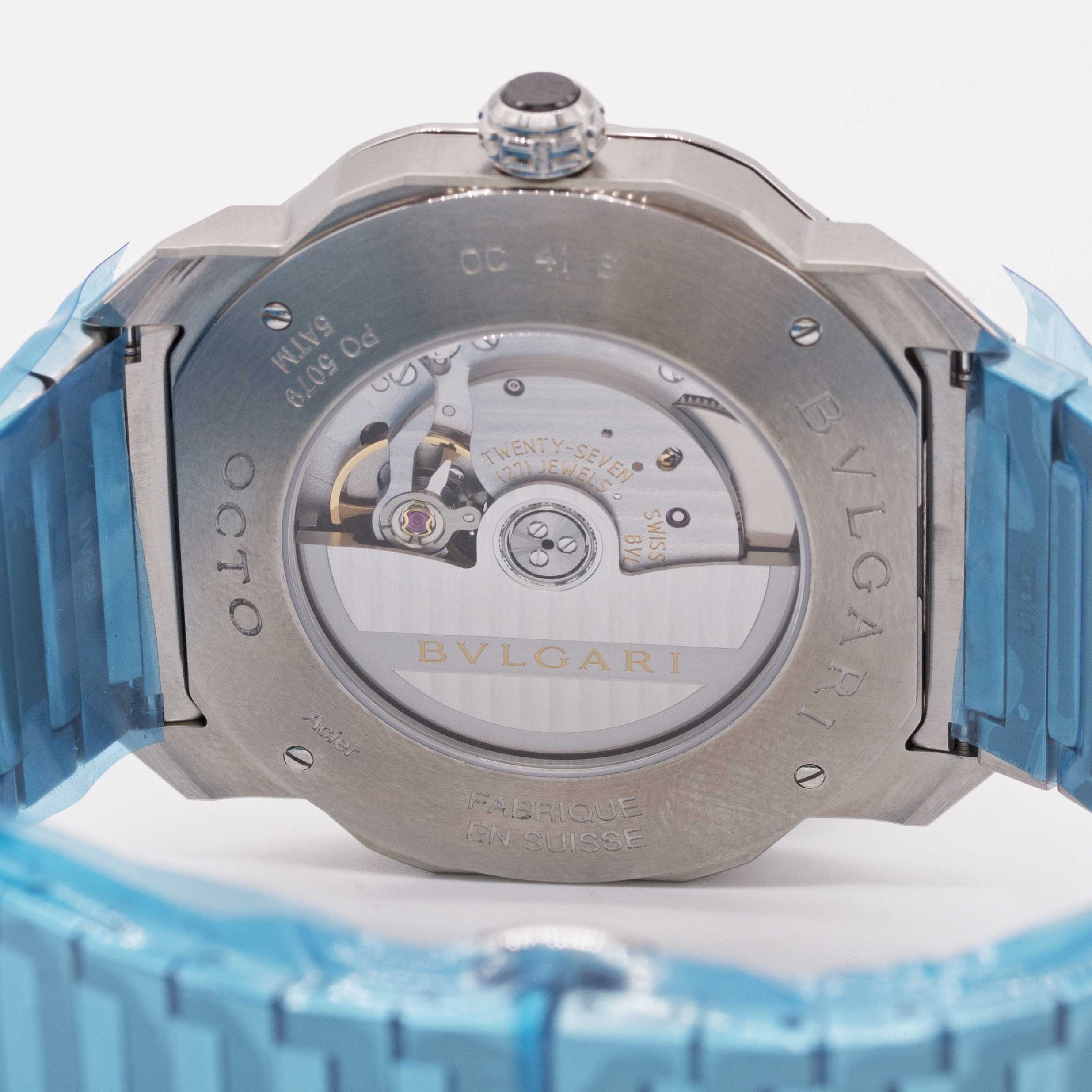 A GENTLEMAN'S STAINLESS STEEL BULGARI OCTO ROMA BRACELET WATCH DATED 2019, REF. 102704 UNWORN WITH - Image 6 of 8