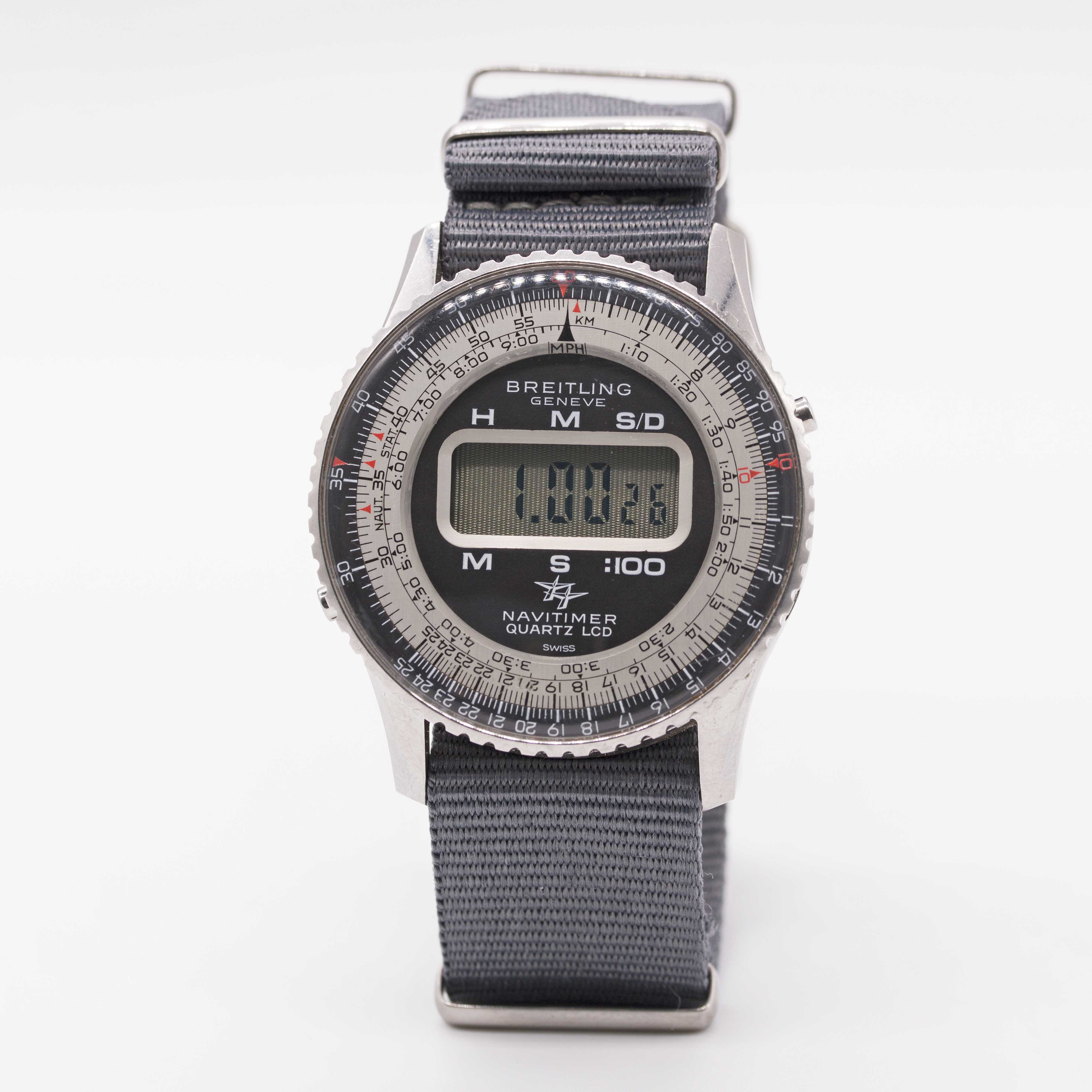 A GENTLEMAN'S STAINLESS STEEL BREITLING NAVITIMER QUARTZ LCD WRIST WATCH CIRCA 1977, REF. 9406 - Image 2 of 6