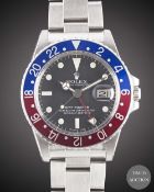 A GENTLEMAN'S STAINLESS STEEL ROLEX OYSTER PERPETUAL GMT MASTER BRACELET WATCH CIRCA 1978, REF. 1675