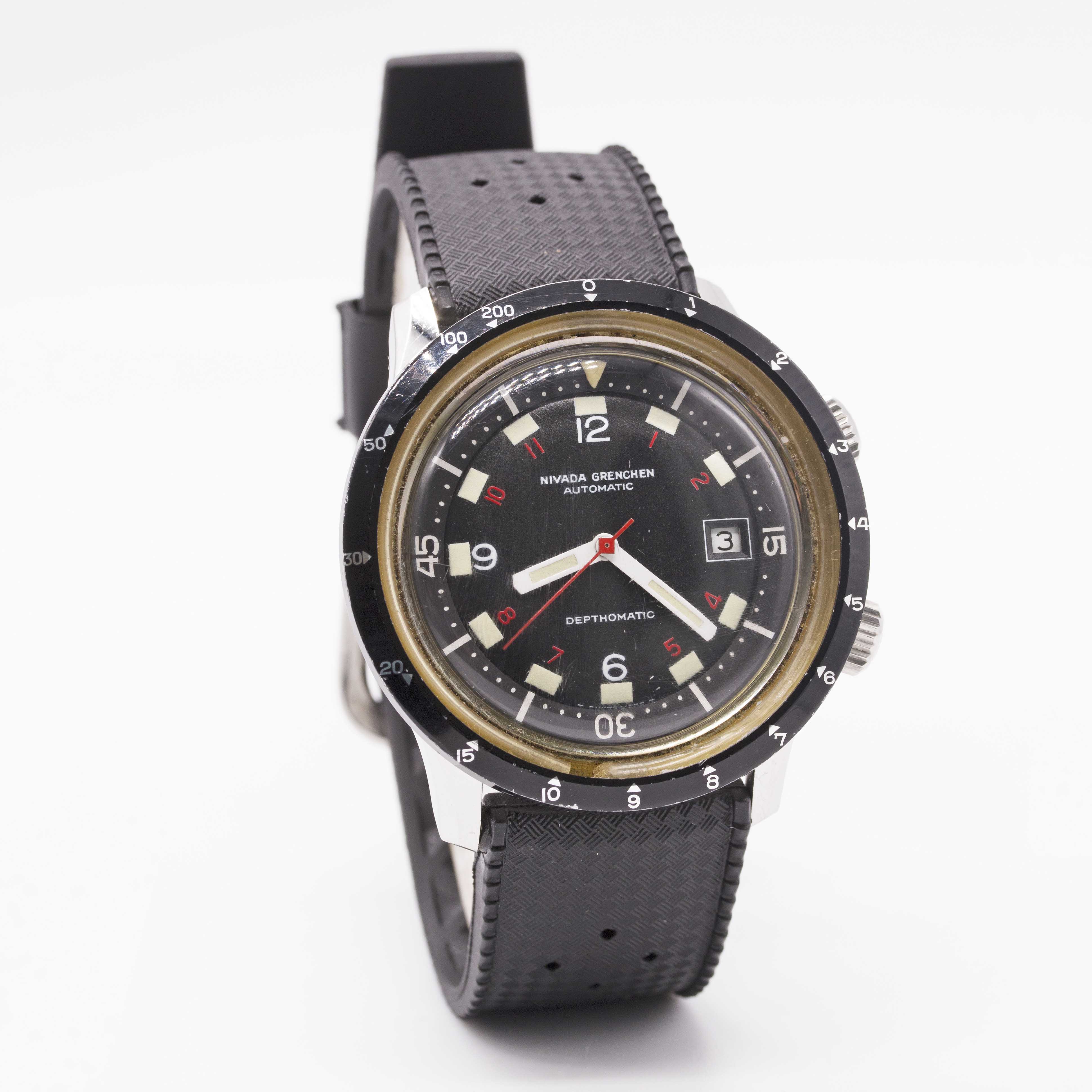 A RARE GENTLEMAN'S STAINLESS STEEL NIVADA GRENCHEN DEPTHOMATIC DEPTH GAUGE AUTOMATIC DIVERS WRIST - Image 4 of 7