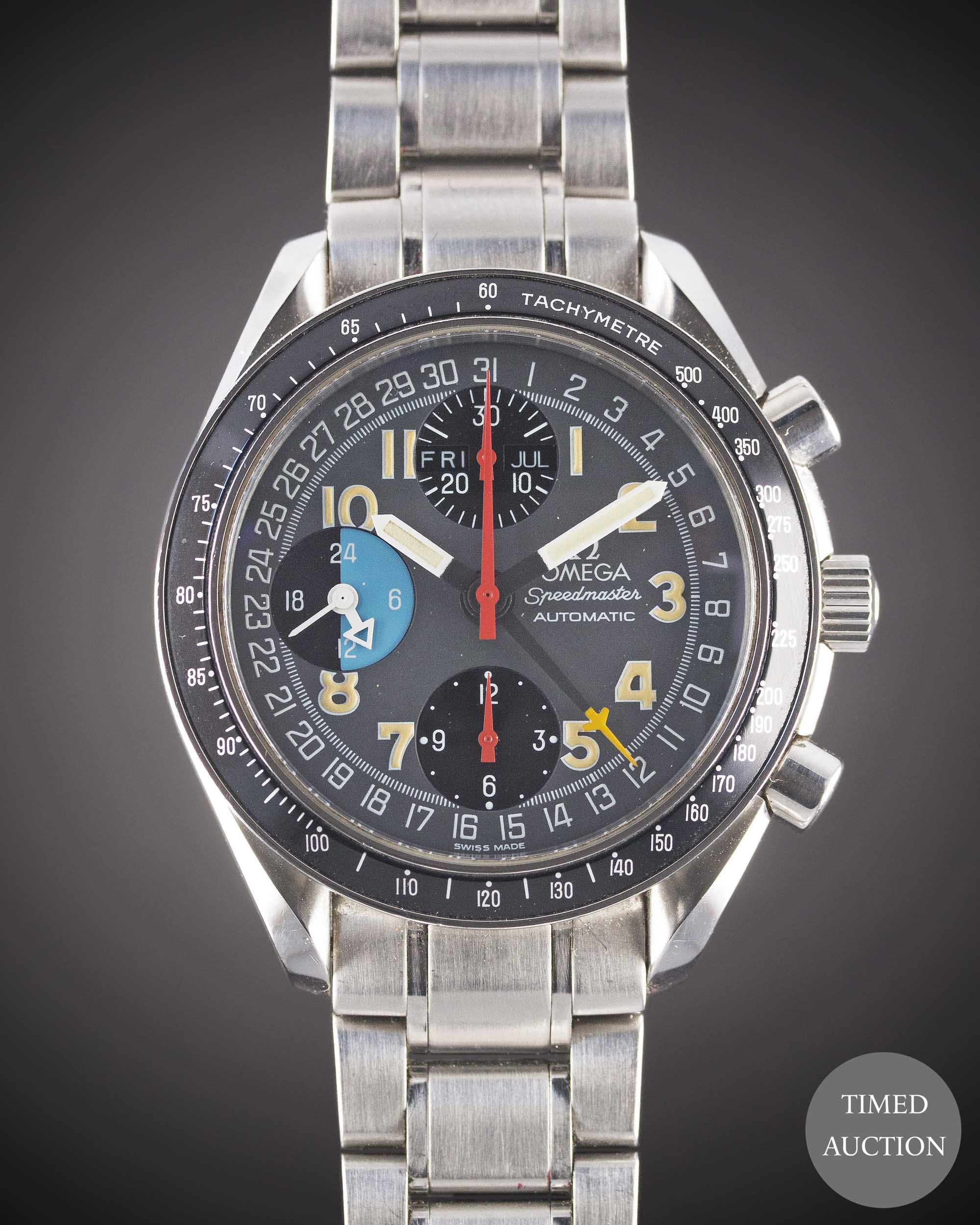 A GENTLEMAN'S STAINLESS STEEL OMEGA SPEEDMASTER "MK 40" TRIPLE CALENDAR AUTOMATIC CHRONOGRAPH