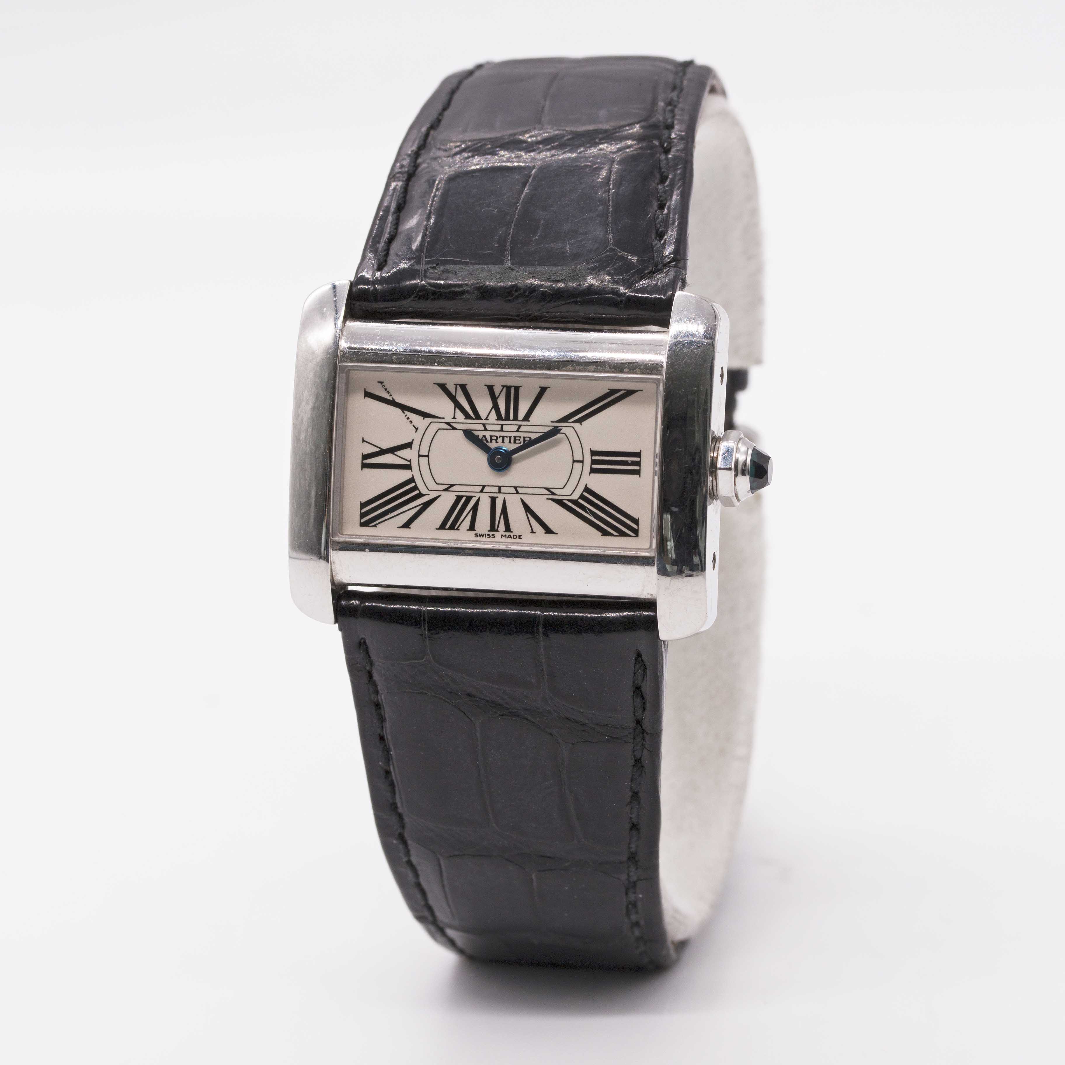A LADIES STAINLESS STEEL CARTIER TANK DIVAN WRIST WATCH CIRCA 2005, REF. 2599 Movement: Quartz, - Image 3 of 8