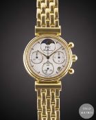 A LADIES 18K SOLID YELLOW GOLD IWC DA VINCI CHRONOGRAPH BRACELET WATCH CIRCA 1990, REF. 3735