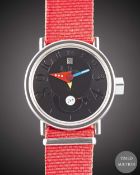 A GENTLEMAN'S STAINLESS STEEL ALAIN SILBERSTEIN BODONI AUTOMATIC MOONPHASE WRIST WATCH CIRCA