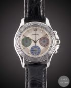 A GENTLEMAN'S SIZE 18K SOLID WHITE GOLD MAUBOUSSIN CHRONOGRAPH WRIST WATCH CIRCA 1990s, REF. R.14370