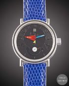 A GENTLEMAN'S STAINLESS STEEL ALAIN SILBERSTEIN BODONI AUTOMATIC MOONPHASE WRIST WATCH CIRCA