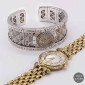 A LOT OF TWO LADIES WATCHES TO INCLUDE AN 18K SOLID WHITE GOLD & DIAMOND BRACELET WATCH BY