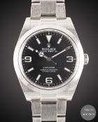 A GENTLEMAN'S STAINLESS STEEL ROLEX OYSTER PERPETUAL EXPLORER BRACELET WATCH DATED 2018, REF. 214270