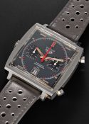 A GENTLEMAN'S STAINLESS STEEL HEUER MONACO AUTOMATIC CHRONOGRAPH WRIST WATCH CIRCA 1970, REF.