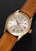 A GENTLEMAN'S 18K SOLID GOLD ROLEX OYSTER PERPETUAL WRIST WATCH CIRCA 1963, REF. 1026 WITH 