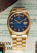 A RARE GENTLEMAN'S 18K SOLID YELLOW GOLD ROLEX OYSTER PERPETUAL DAY DATE PRESIDENT BRACELET WATCH