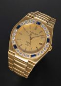 A FINE & RARE GENTLEMAN'S 18K SOLID YELLOW GOLD, DIAMOND & SAPPHIRE IWC INGENIEUR SL 