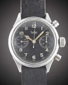 A GENTLEMAN'S GERMAN MILITARY HANHART LUFTWAFFE PILOTS FLYBACK CHRONOGRAPH WRIST WATCH CIRCA 1940s