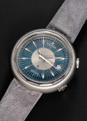 A RARE GENTLEMAN'S STAINLESS STEEL JAEGER LECOULTRE MEMOVOX SNOWDROP SPEED BEAT AUTOMATIC ALARM