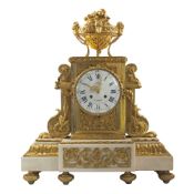 A FINE LOUIS XVI STYLE ORMOLU & WHITE MARBLE STRIKING MANTEL CLOCK BY LENOIR, PARIS CIRCA 1860