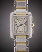 A GENTLEMAN'S SIZE STEEL & GOLD CARTIER TANK FRANCAISE CHRONOGRAPH BRACELET WATCH CIRCA 2005, REF.